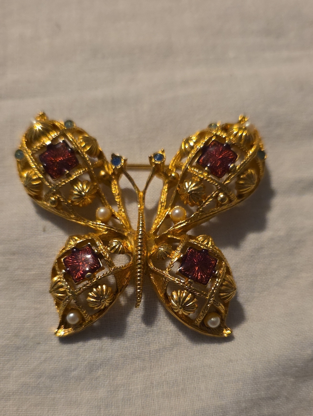 Vintage Avon Jeweled Butterfly Brooch From The 1970's To 1980's